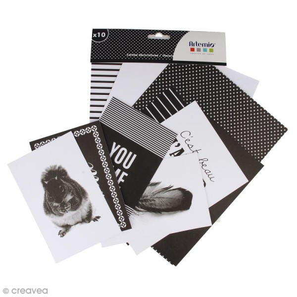 Set carterie Black & White - 10 cartes - Photo n°1