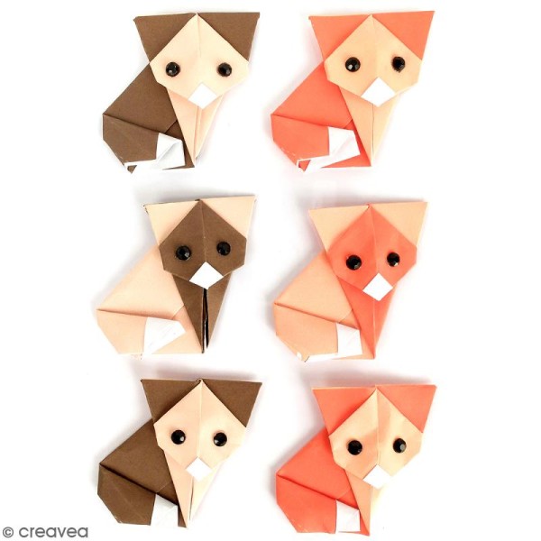 Stickers 3D Origami renard - 6 autocollants - Photo n°1