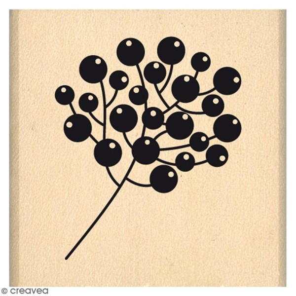 Tampon Bois Branche de gui - 4 x 4 cm - Photo n°1