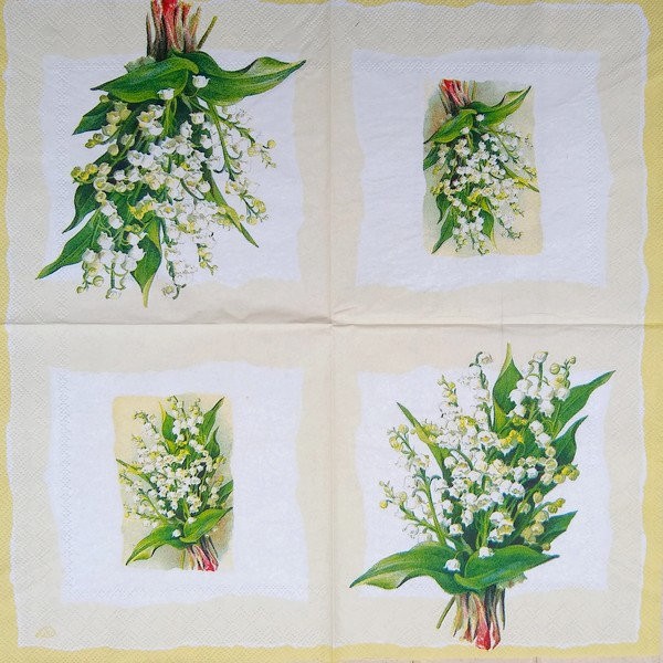 4 serviettes en papier découpage collage 33 cm FLEUR MUGUET - Photo n°2