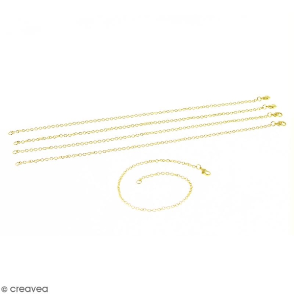 Lot de chaînes de bracelet - 20,5 cm - Doré - 5 pcs - Photo n°1