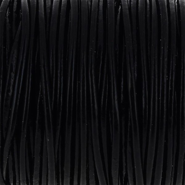 Fil en cuir Noir 2 mm - Au mètre (sur mesure) - Photo n°1
