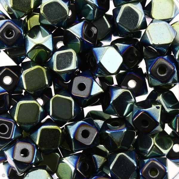 Perles hématites 4 mm vert plaqué à facettes - Rondes - 100 pcs - Photo n°1