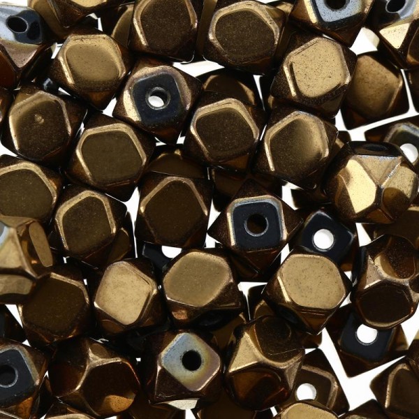 Perles hématites 4 mm cuivre plaqué à facettes - Rondes - 100 pcs - Photo n°1