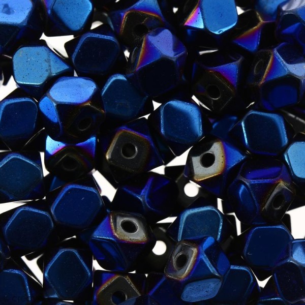 Perles hématites 4 mm bleu plaqué à facettes - Rondes - 100 pcs - Photo n°1
