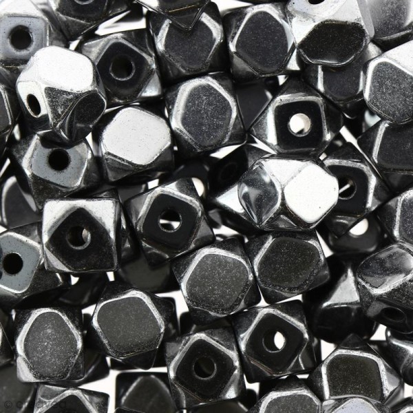 Perles hématites 4 mm gris argenté plaqué à facettes - Rondes - 100 pcs - Photo n°1