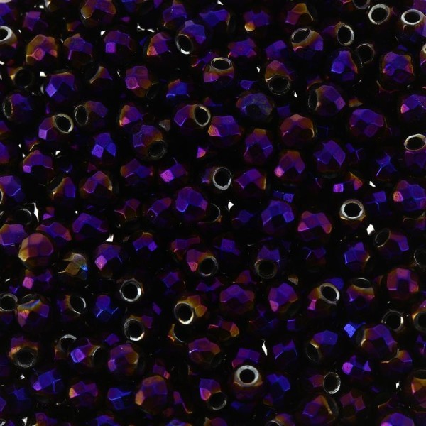 Perles hématites 2 mm pourpre plaqué à facettes - Rondes - 100 pcs - Photo n°1