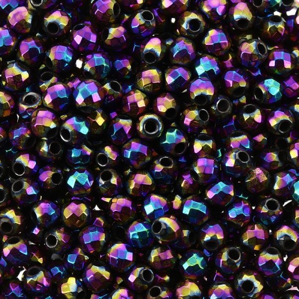 Perles hématites 2 mm muticolore plaqué à facettes - Rondes - 100 pcs - Photo n°1