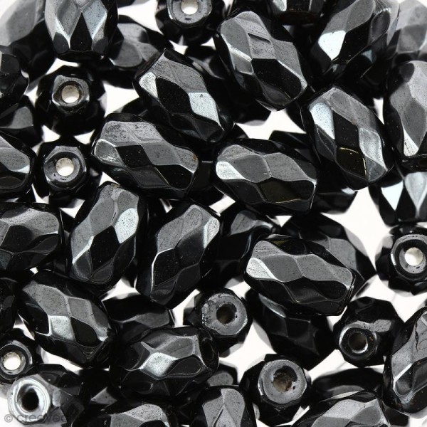 Perles hématites 6 x 4 mm noires à facettes - Ovales - 68 pcs - Photo n°1