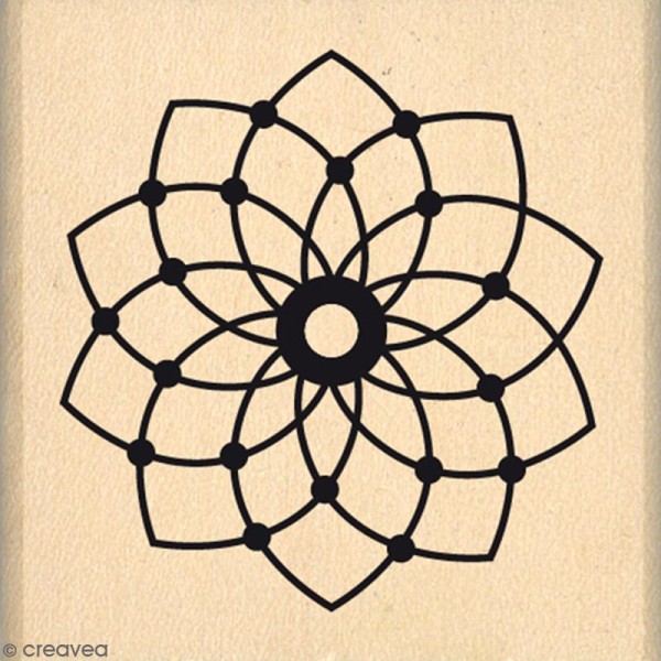 Tampon Bois Petite fleur de rêve - 4 x 4 cm - Photo n°1