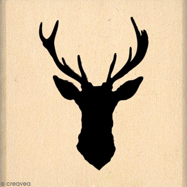 Tampon Bois Cerf silhouette - 4 x 4 cm - Photo n°1