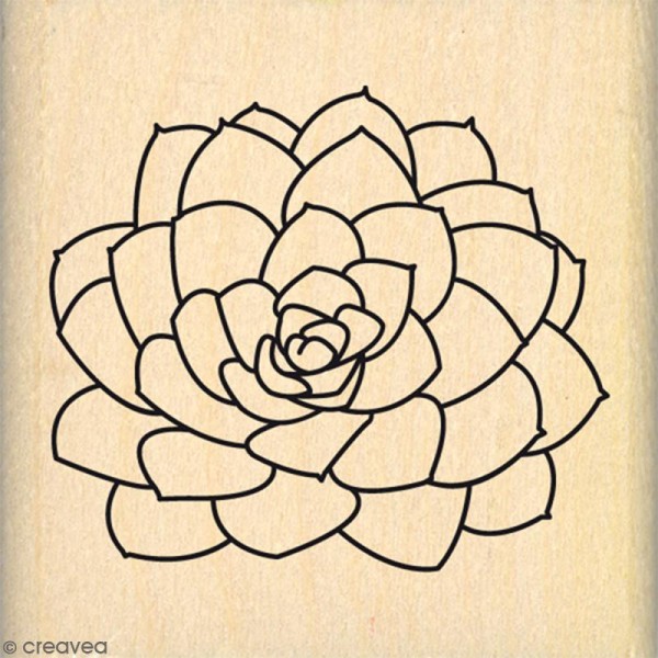 Tampon Bois Petite fleur succulente - 5 x 5 cm - Photo n°1
