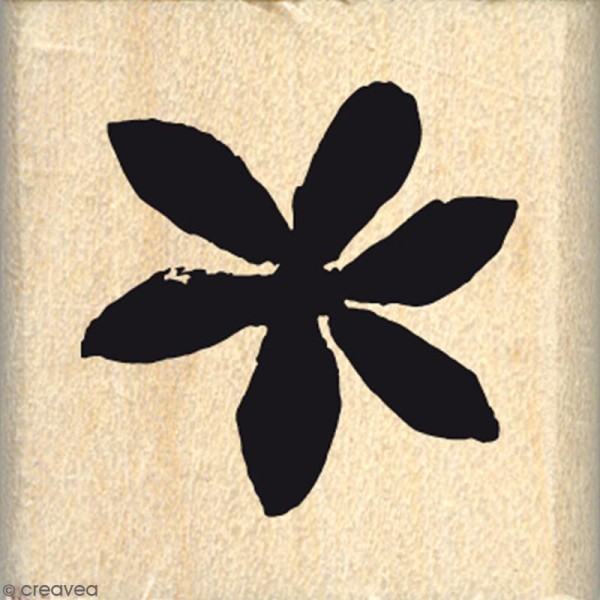 Tampon Bois Petite fleur étoilée - 3 x 3 cm - Photo n°1