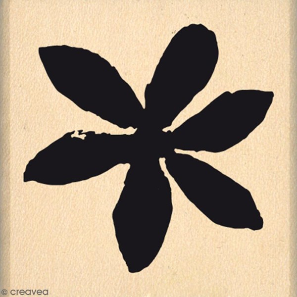 Tampon Bois Grande fleur étoilée - 4 x 4 cm - Photo n°1