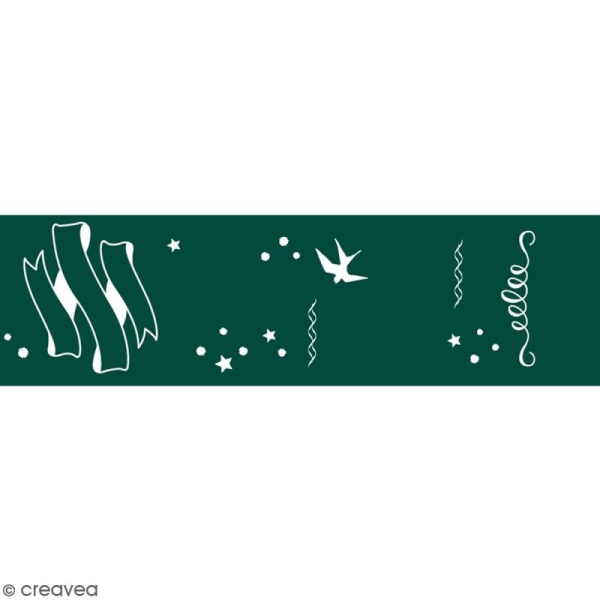 Masking tape large Ardoise vert fleuri - 4 cm x 5 m - Photo n°2