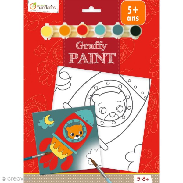 Kit peinture enfant Graffy Paint - Ours fusée - Toile de 20 x 20 cm et accessoires - Photo n°1