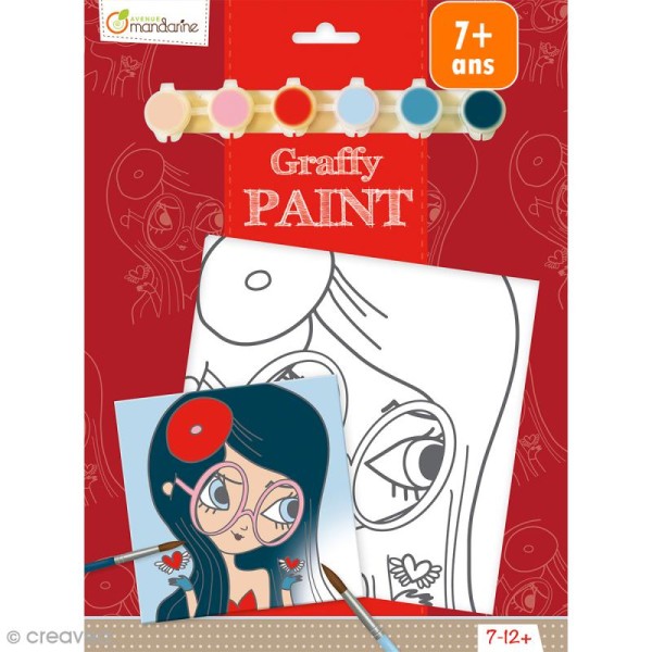 Kit peinture enfant Graffy Paint - Licorne - Toile de 20 x 20 cm et  accessoires - Kit peinture - Creavea