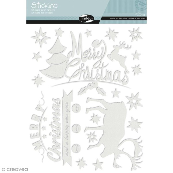 Stickers Fenêtre Stickino - Merry Christmas - 1 planche 30 x 38 cm - Photo n°1