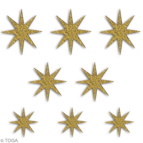 Die cut Toga - Étoiles dorées - 7,5 x 7,5 cm - 8 pcs - Photo n°2