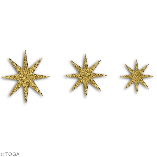 Die cut Toga - Étoiles dorées - 7,5 x 7,5 cm - 8 pcs - Photo n°3