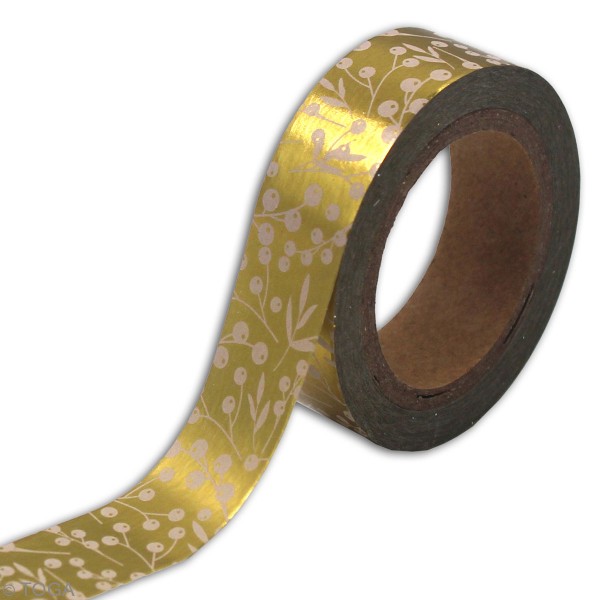 Masking Tape - Baies blanches papier doré - 10 m - 1 pce - Photo n°2