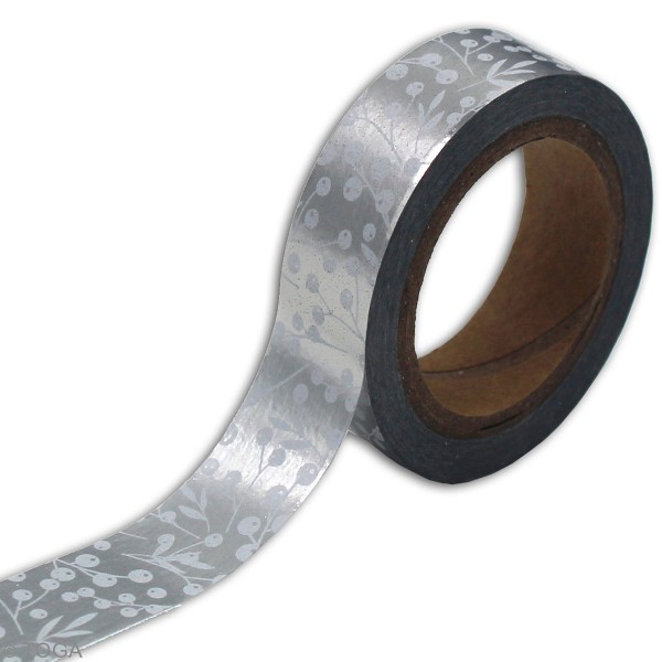 Masking Tape - Baies blanches papier argenté - 10 m - 1 pce - Photo n°2
