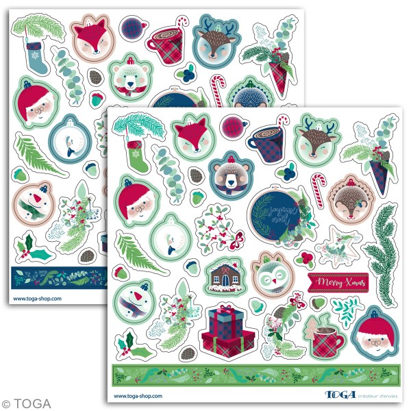 Stickers papier Toga Scottish Christmas - Noël classique - 1 à 3 cm - 72 pcs - Photo n°2
