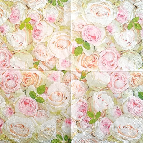 4 serviettes en papier découpage collage 33 cm FLEUR ROSE F 3004 - Photo n°2