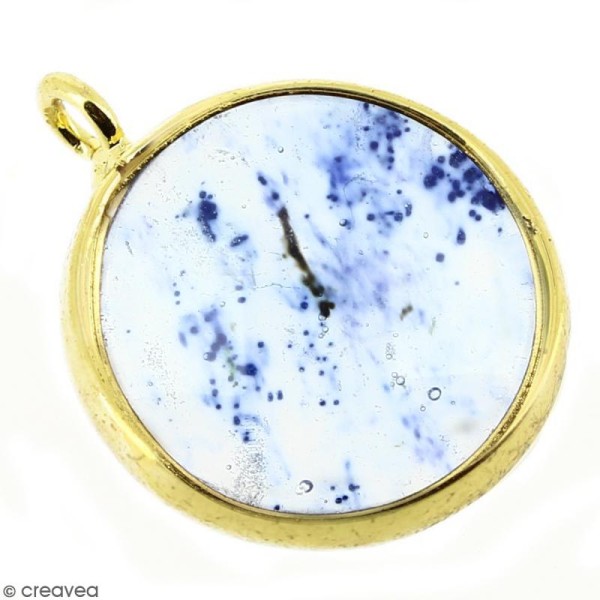 Breloque bleue avec pierre - 15 mm de diamètre - Photo n°1