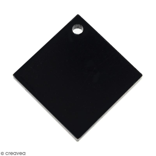 Pendentif carré Noir - 17 mm - Photo n°1