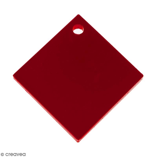 Pendentif carré Rouge - 17 mm - Photo n°1