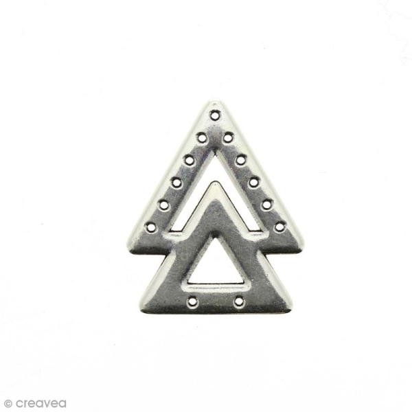 Intercalaire 2 triangles Gris argenté veilli en métal - 23 x 38 mm - Photo n°1