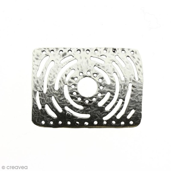 Intercalaire Rectangulaire fantaisie Gris argenté veilli en métal - 30 x 42 mm - Photo n°1