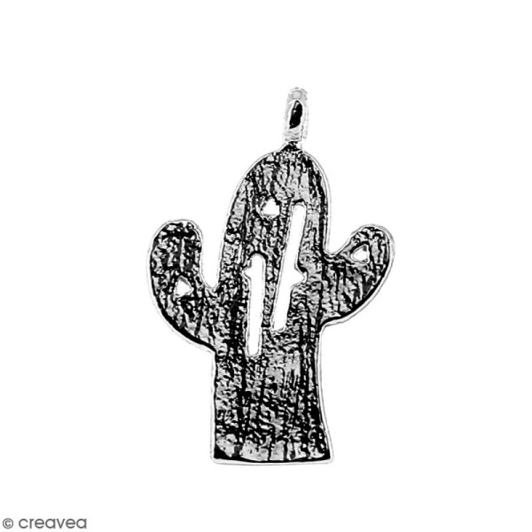 Breloque Cactus Argenté en métal - 11 x 14 mm - Photo n°1