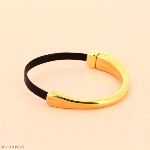 Demi-bracelet Doré à fermoir aimanté - 46 mm de diamètre - Pour cuir plat 5 mm - Photo n°2