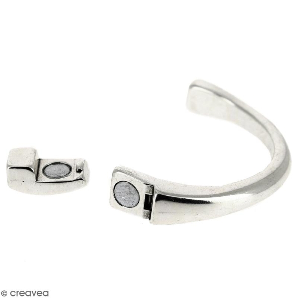 Demi-bracelet Argenté à fermoir aimanté - 46 mm de diamètre - Pour cuir plat 5 mm - Photo n°4