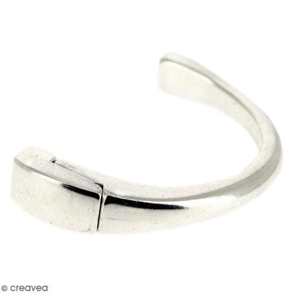 Demi-bracelet Argenté à fermoir aimanté - 46 mm de diamètre - Pour cuir plat 5 mm - Photo n°1