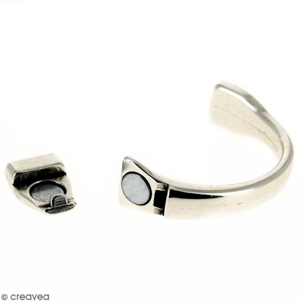 Demi-bracelet Argenté à fermoir aimanté - 105 mm de diamètre - Pour cuir plat 10 mm - Photo n°4