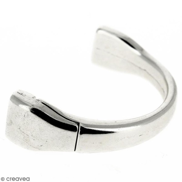 Demi-bracelet Argenté à fermoir aimanté - 105 mm de diamètre - Pour cuir plat 10 mm - Photo n°1
