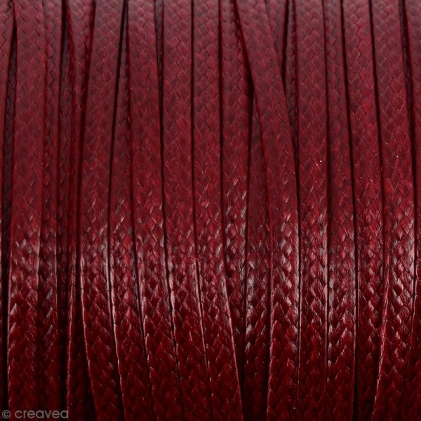 Cordon synthétique plat Rouge foncé effet serpent 2 mm - Vendu au mètre (sur mesure) - Photo n°1