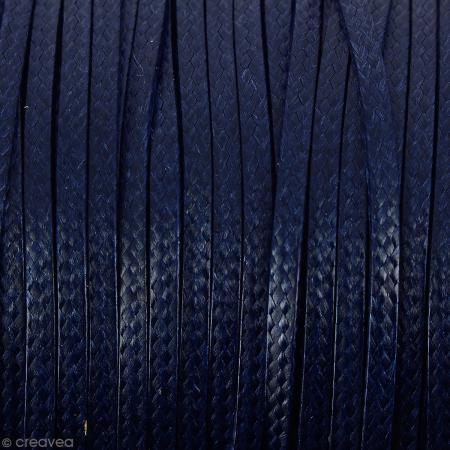 Cordon synthétique plat Bleu foncé effet serpent 2 mm - Vendu au mètre (sur mesure)