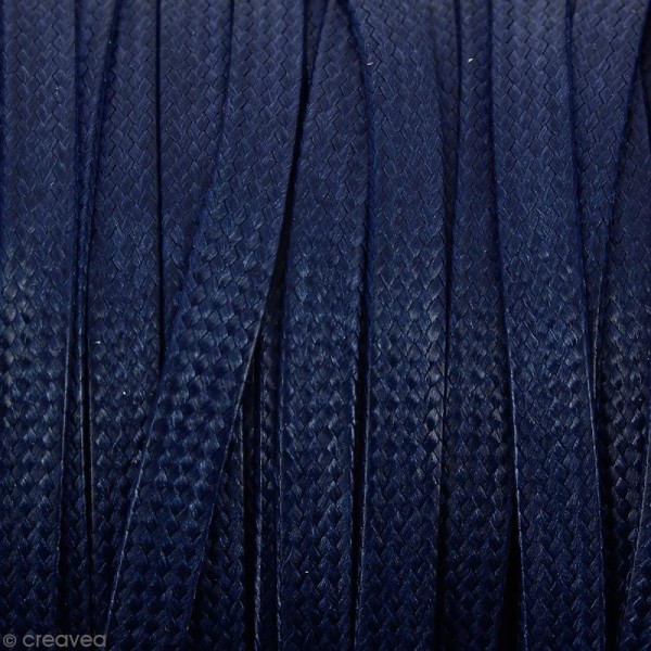 Cordon synthétique plat Bleu foncé effet reptile 2 mm - Vendu au mètre (sur mesure) - Photo n°1