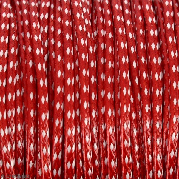 Cordon bicolore 1 mm en polyester - Rouge et blanc - Vendu au mètre (sur mesure) - Photo n°1