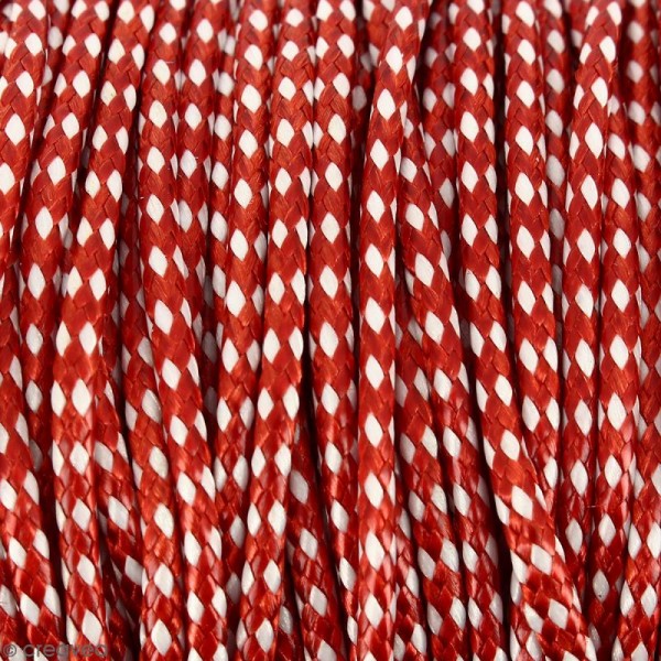 Cordon bicolore 1,5 mm en polyester - Rouge et blanc - Vendu au mètre (sur mesure) - Photo n°1