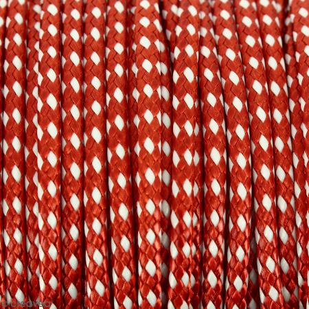 Cordon bicolore 2 mm en polyester - Rouge et blanc - Vendu au mètre (sur mesure)