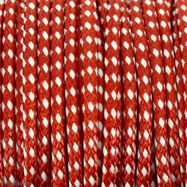 Cordon bicolore 2 mm en polyester - Rouge et blanc - Vendu au mètre (sur mesure) - Photo n°1