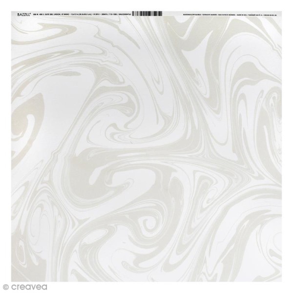 Papier scrapbooking Bazzill - Marbre - Blanc - 30 x 30 cm - Photo n°1