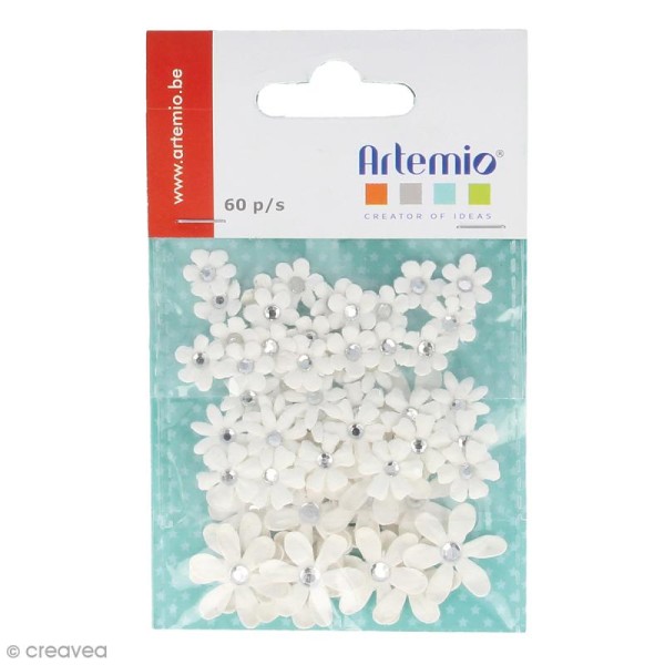 Mini Fleurs blanches - 60 pcs - Photo n°1