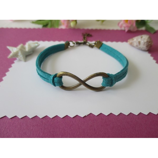 Kit de bracelet suédine turquoise et lien infini bronze - Photo n°1