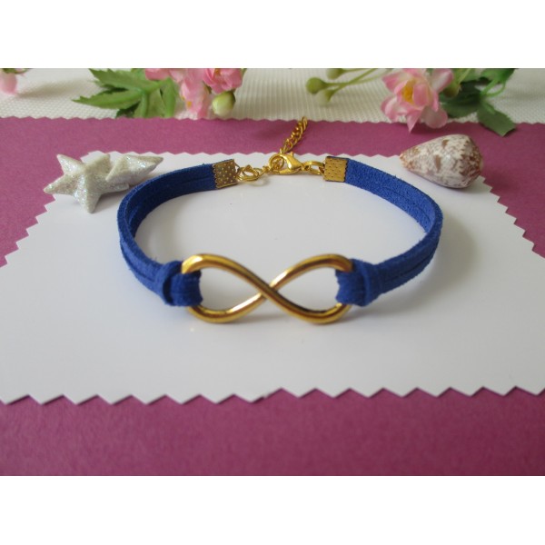 Kit de bracelet suédine bleu nuit et lien infini doré - Photo n°1